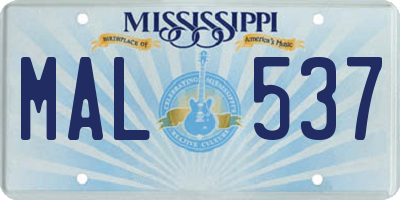 MS license plate MAL537