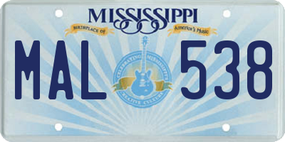 MS license plate MAL538