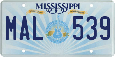 MS license plate MAL539