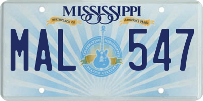 MS license plate MAL547