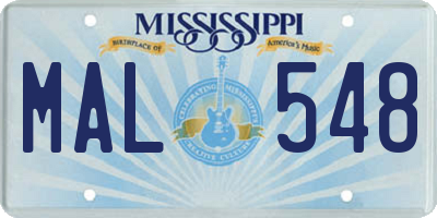 MS license plate MAL548
