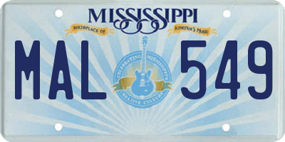 MS license plate MAL549