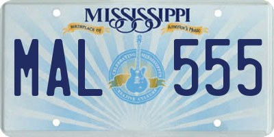 MS license plate MAL555