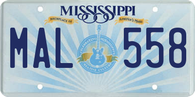 MS license plate MAL558