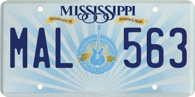 MS license plate MAL563