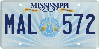 MS license plate MAL572