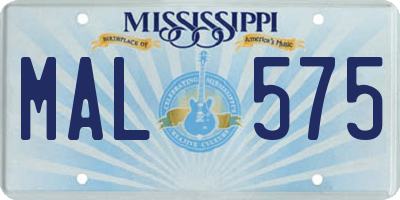 MS license plate MAL575