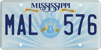 MS license plate MAL576