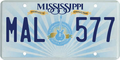 MS license plate MAL577