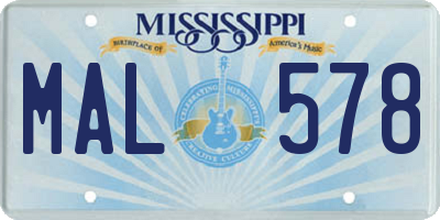MS license plate MAL578