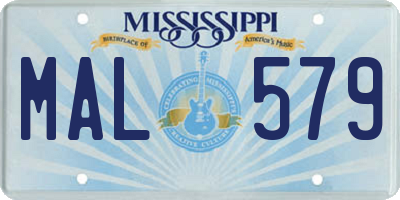 MS license plate MAL579
