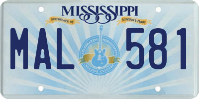MS license plate MAL581
