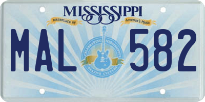 MS license plate MAL582