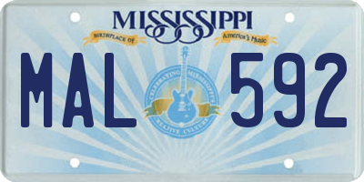 MS license plate MAL592