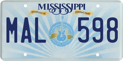 MS license plate MAL598