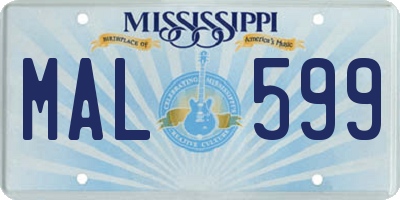 MS license plate MAL599