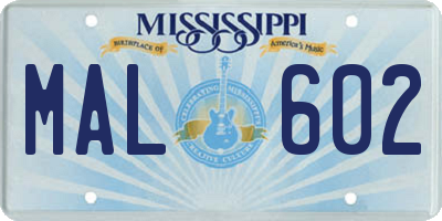 MS license plate MAL602