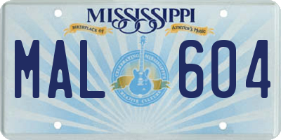 MS license plate MAL604