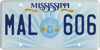MS license plate MAL606