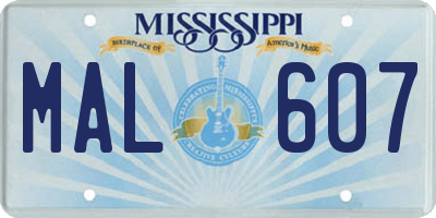 MS license plate MAL607