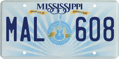 MS license plate MAL608