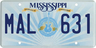 MS license plate MAL631