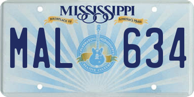 MS license plate MAL634