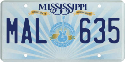 MS license plate MAL635