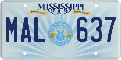 MS license plate MAL637