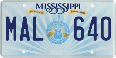 MS license plate MAL640