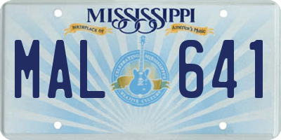 MS license plate MAL641