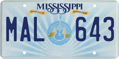 MS license plate MAL643