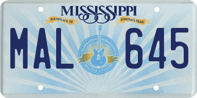 MS license plate MAL645