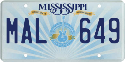 MS license plate MAL649
