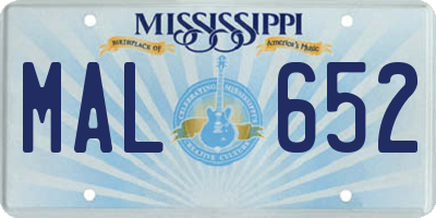 MS license plate MAL652