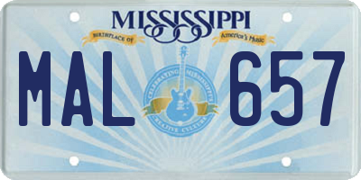 MS license plate MAL657