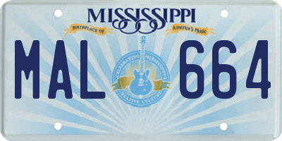 MS license plate MAL664