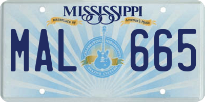 MS license plate MAL665