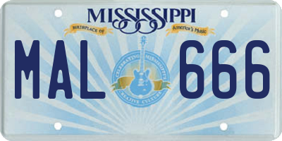 MS license plate MAL666