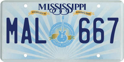 MS license plate MAL667