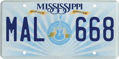MS license plate MAL668