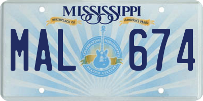 MS license plate MAL674