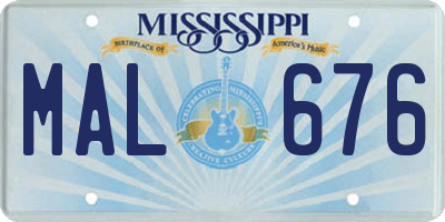 MS license plate MAL676
