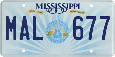 MS license plate MAL677