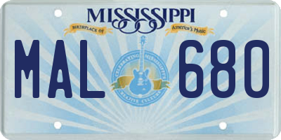 MS license plate MAL680