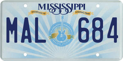 MS license plate MAL684