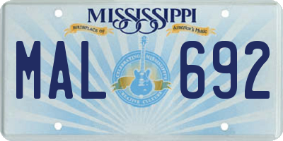 MS license plate MAL692