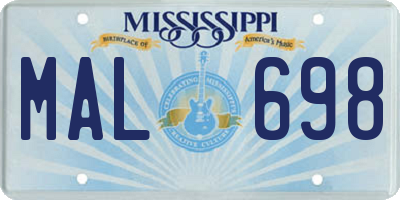 MS license plate MAL698