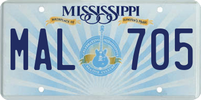 MS license plate MAL705