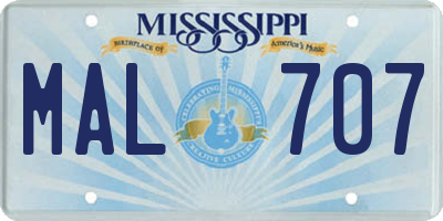 MS license plate MAL707